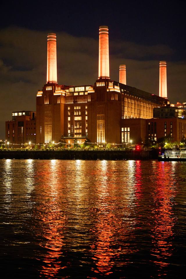 London's Battersea Power Station was a stunning sight last night as it glowed orange