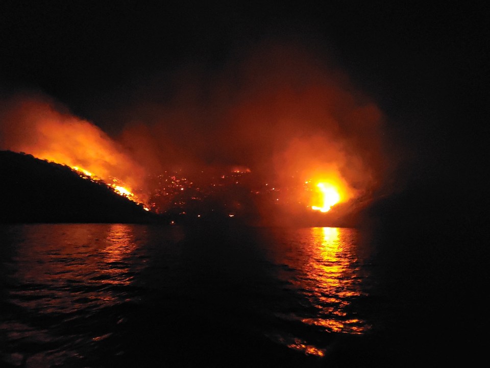 A close-up of the forest fire that was so bad it needed six planes to put it out