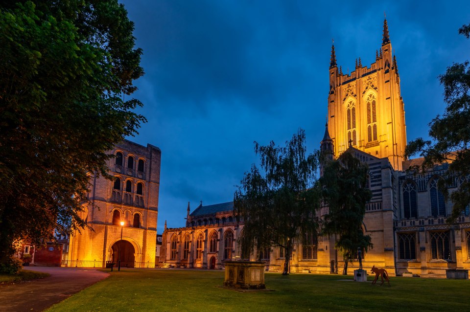 Bury St Edmund's cathedral provided a spectacular sight overnight