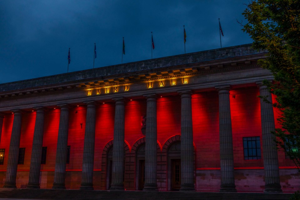 Dundee's Caird Hall also glowed orange to mark the event