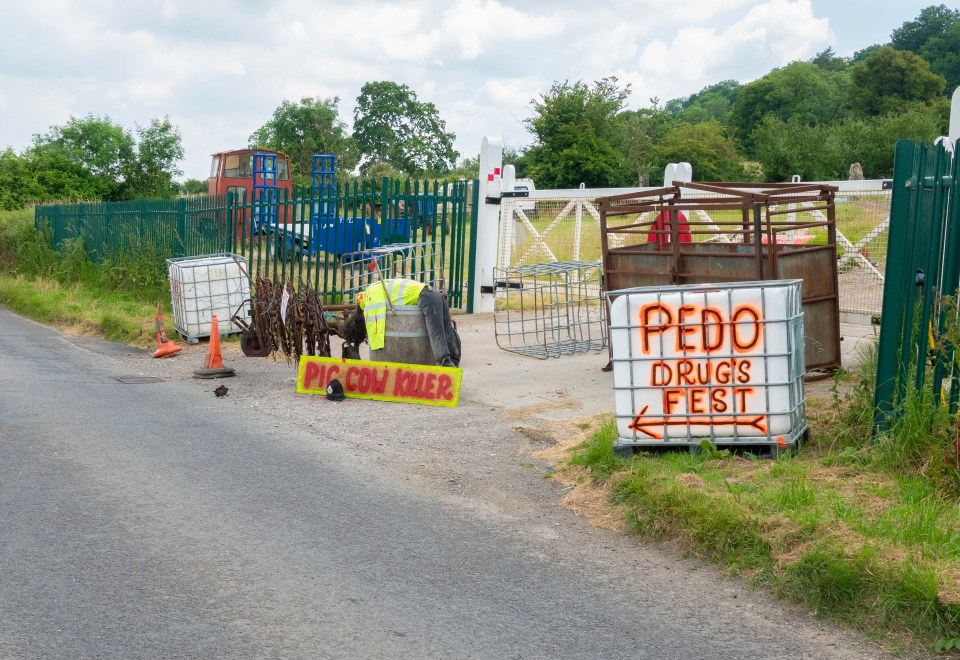 Paul Chant erected a dramatic scene in protest against Glastonbury Festival