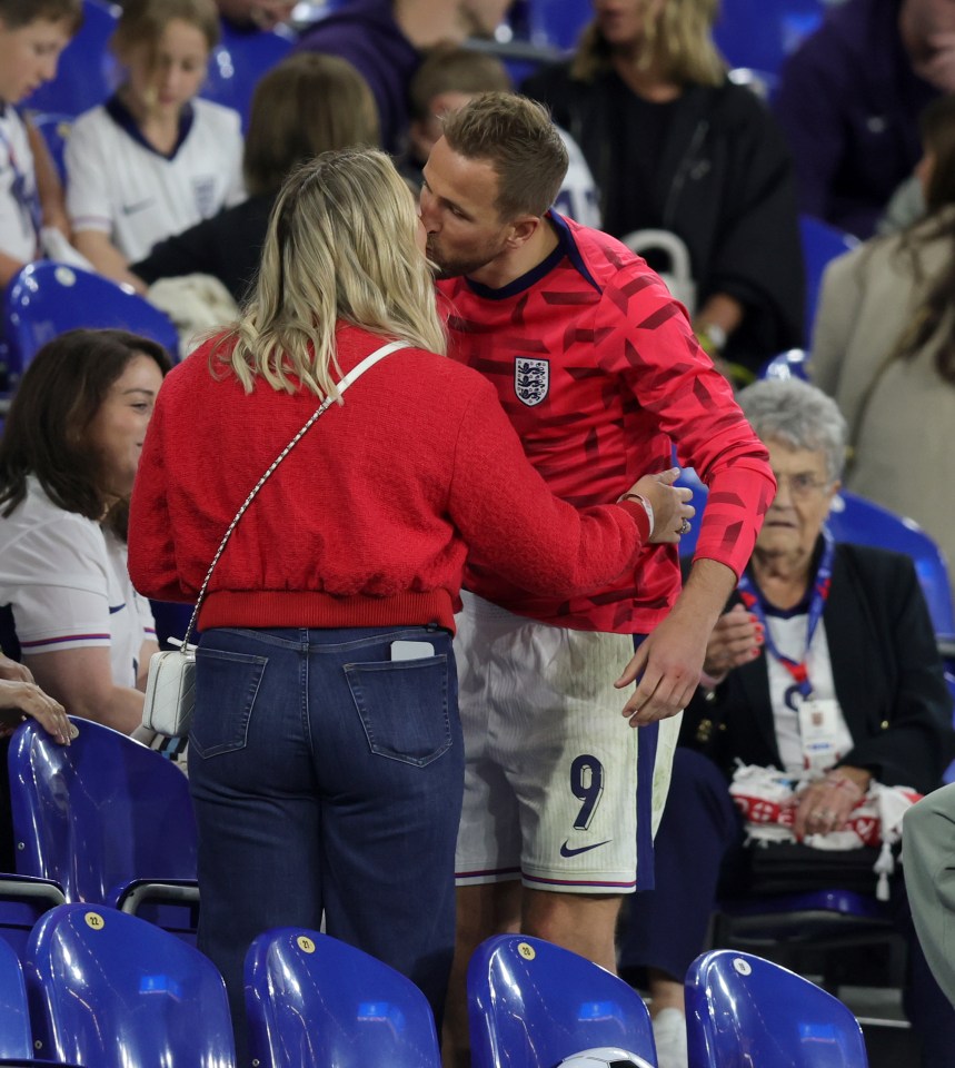 Harry Kane shared a kiss with wife Kate