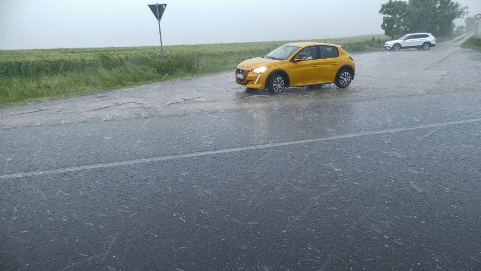 Heavy rain, hailstones and hurricane winds could hit the west of Germany (Pictured: storms in Saxony)