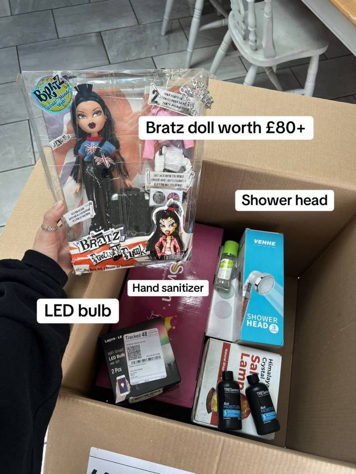 She was left stunned by the goodies inside including a vintage Bratz doll