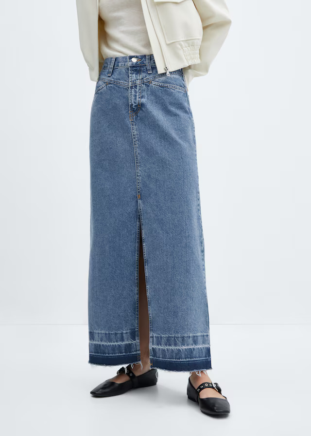 Denim midi skirt from Mango Outlet, was £49.99, now £13.99