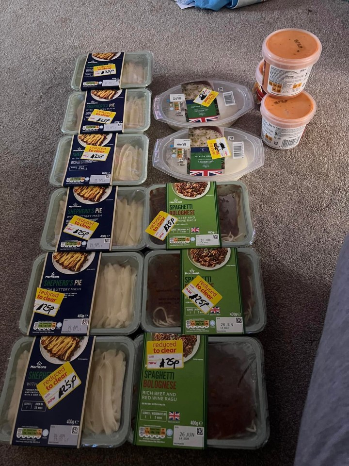 A man has left people open-mouthed after he showed off his huge haul of discounted food from his local supermarket