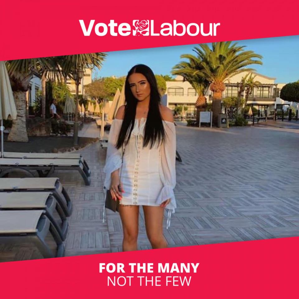 She previously shared a picture on Facebook with the caption: 'Vote Labour for the many, not the few'