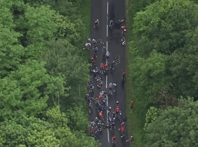 A host of riders came down in the collision