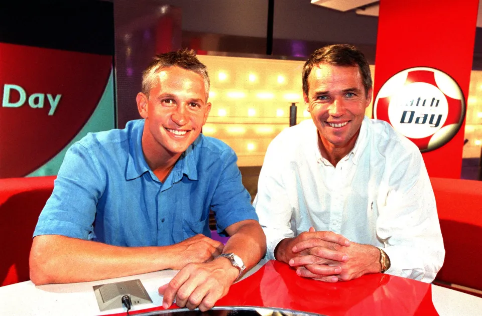 Gary Lineker (left) and Alan Hansen (right) on Match of the Day in 2004