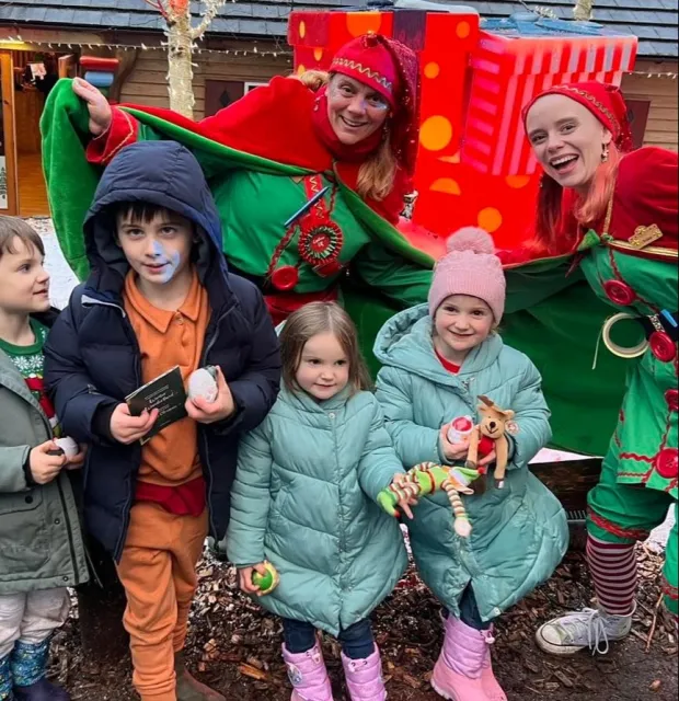 The kids had fun with the elves at the holiday park