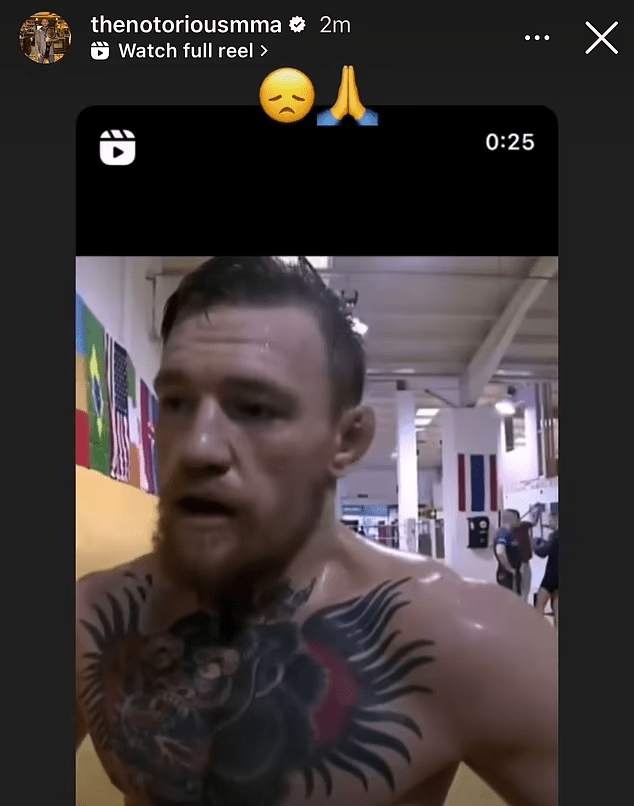 McGregor included a sad face and praying emoji in the post