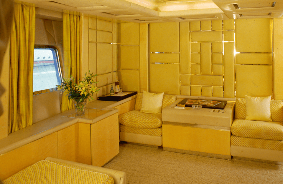 The interiors of the vessel ooze opulence with marble and gold fittings