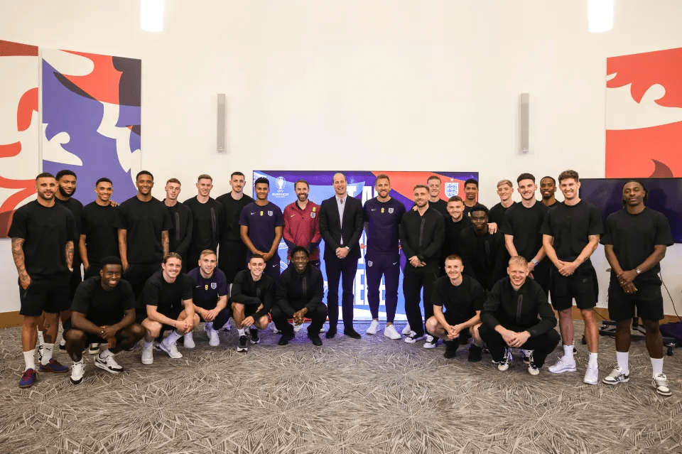 Prince William posed for a squad photo before the Three Lions set off for Germany