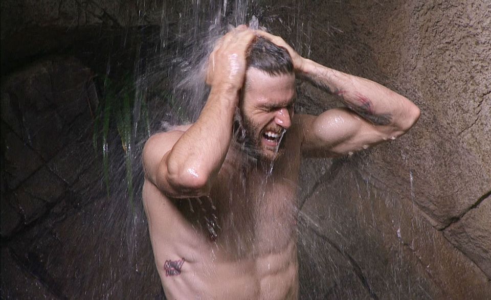 The TV hunk proudly showed off his toned physique when he appeared on I'm A Celebrity