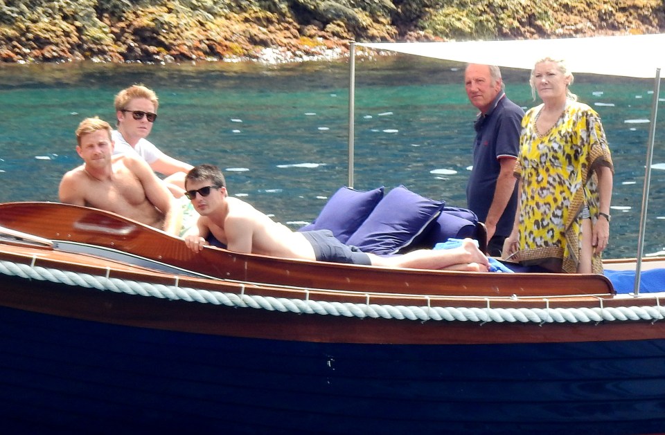 Hugh with his mother, Lady Natalia Grosvenor, and friends on holiday in Portofino