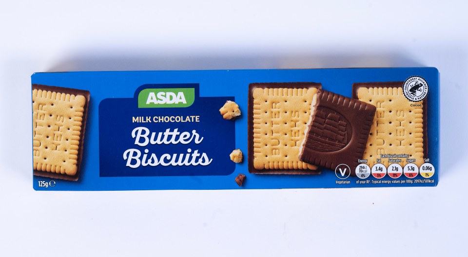 Asda offer a thick layer of chocolate on their biscuits