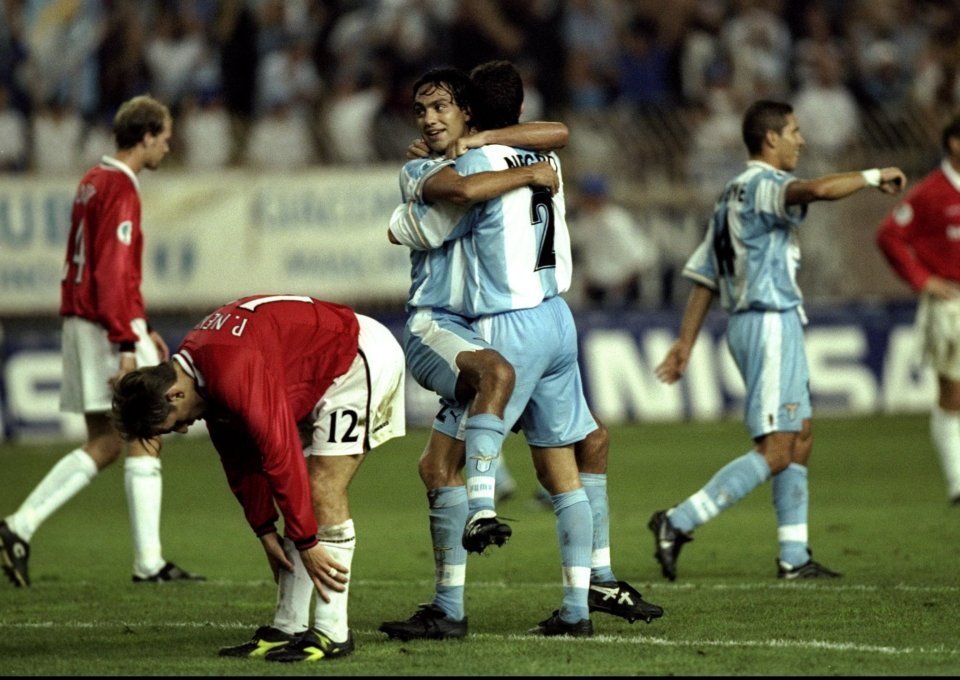 Lazio beat United 1-0 in 1999 at the European Super Cup