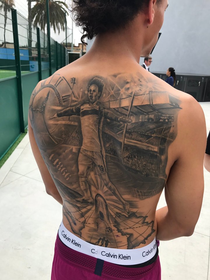 The star had this back tattoo inked during his time at the Etihad