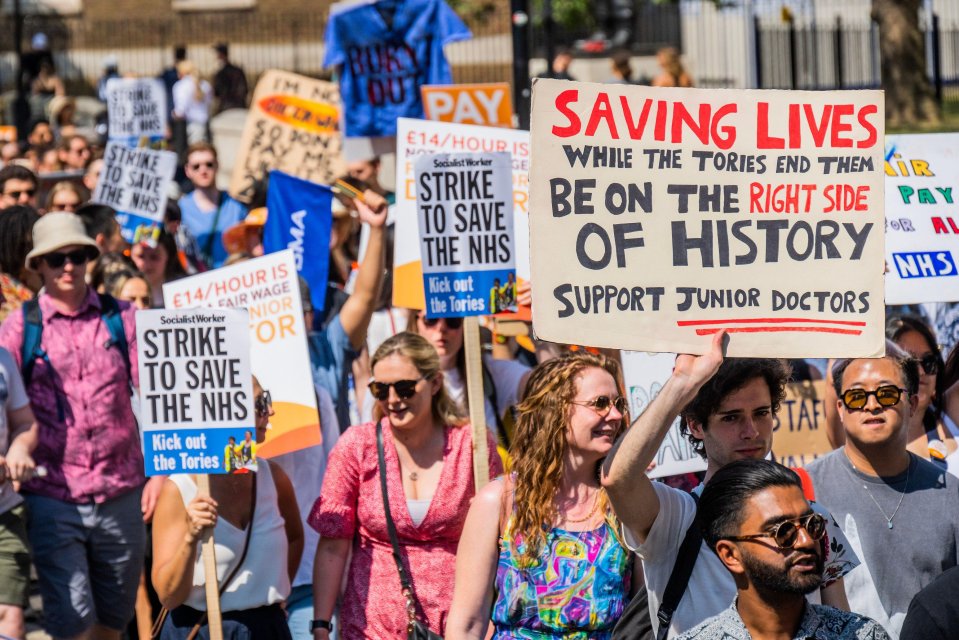 2023 Junior Doctors march to Westminster at the end of a strike