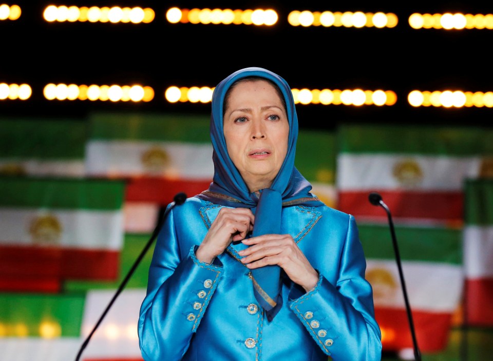 a woman in a blue jacket and scarf stands in front of microphones