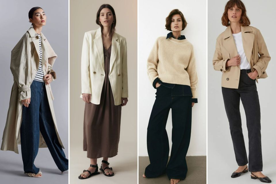 Cropped trench coats and lightweight knits are perfect for in-between weather