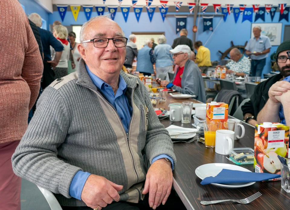 Nigel Farage visits Clacton On Sea to meet veterans at the Sea Cadets. ..Roy Walker, 80.