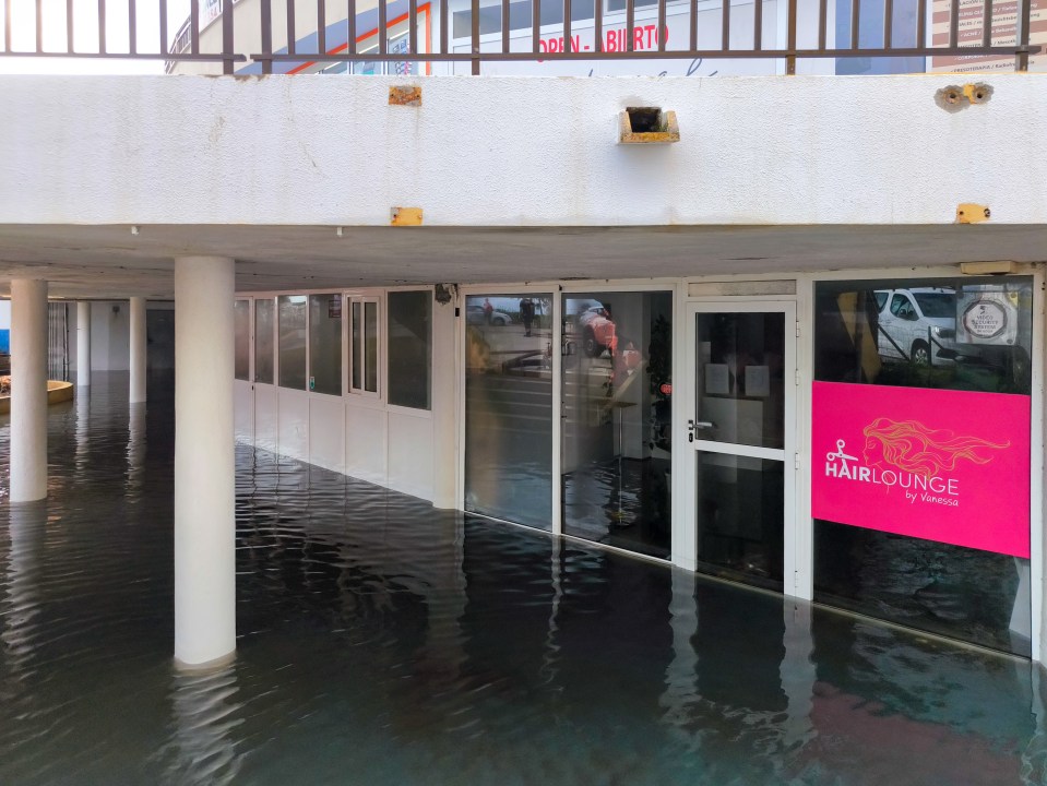 Shops were also flooded in the deluge