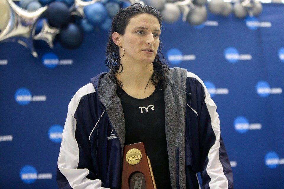 Kemi Badenoch has unveiled plans to allow trans athletes to be banned from women’s sports (pictured: US swimmer Lia Thomas)