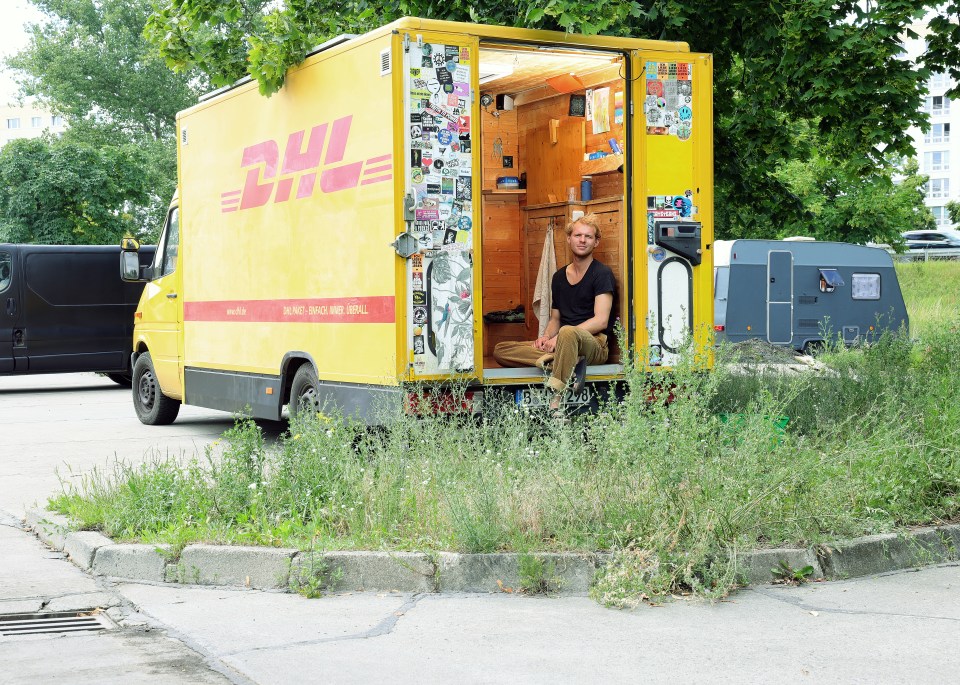 German traveller Pascal Kaiser, 25, has been living out of a DHL van for the last four years