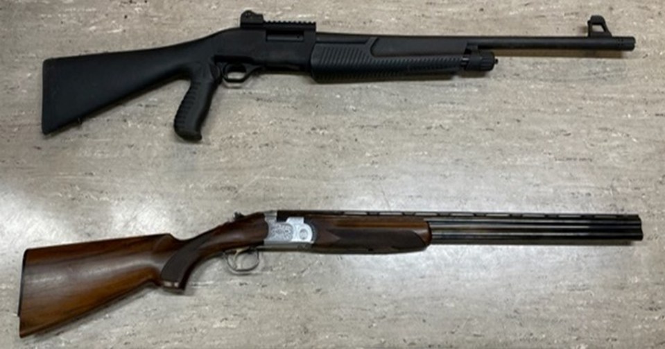 Davison was allowed to keep the pump action shotgun (top) seen next to a standard twin barrel model