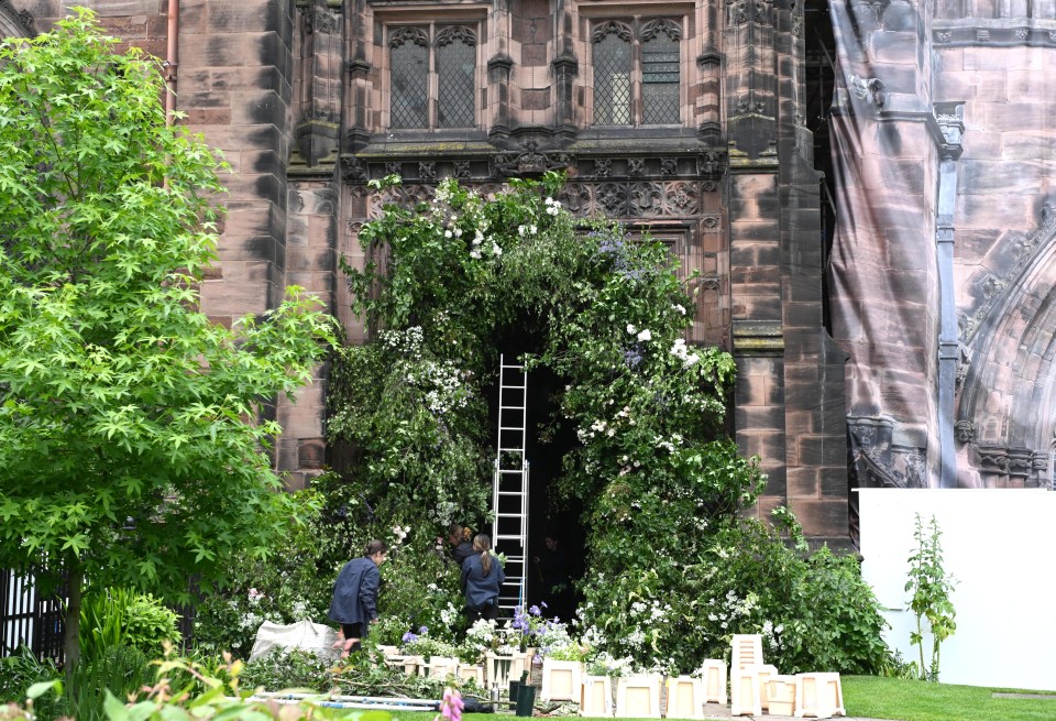 Snaps showed massive greenery displays being put up at Chester Cathedral this week