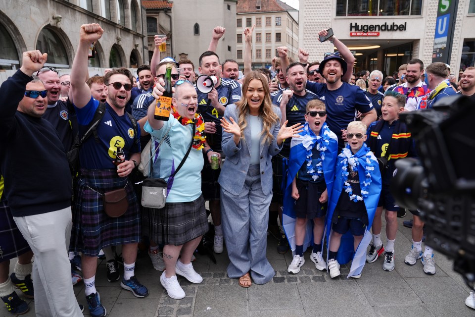 The presenter was surrounded in Marienplatz square ahead of Germany vs Scotland tonight