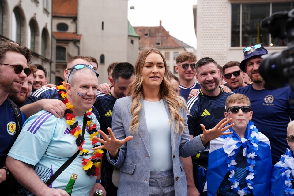 The ITV star mixed with Scotland fans before the tournament opener