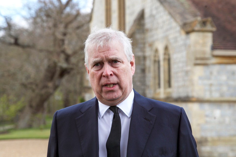 Prince Andrew outside the Chapel of All Saints in Windsor