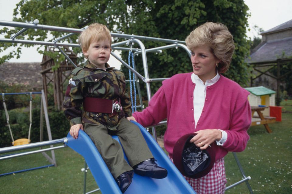 The young Prince Harry with his mum Princess Diana