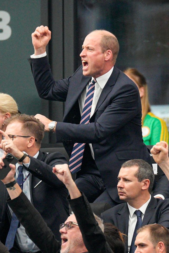 Prince William fisted the air as he celebrated England's first goal