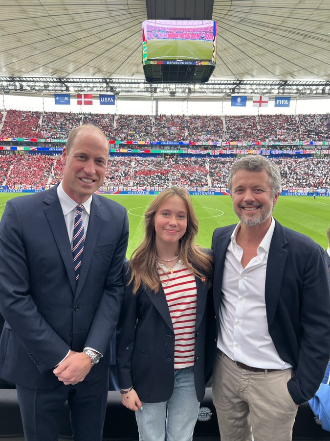 Prince William in a pre-match snap with the King of Denmark posted on social media