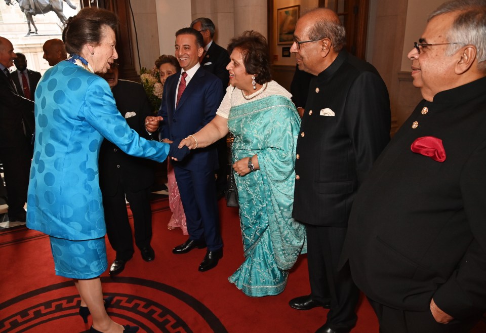 Princess Anne, Adil Ray, Kamal Hinduja, her husband Prakash Hinduja and his brother Ashok Hinduja at an event in London last year