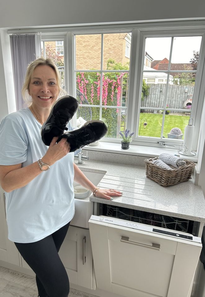 Defiant Wendy Glancy pops shoes in the dishwasher.