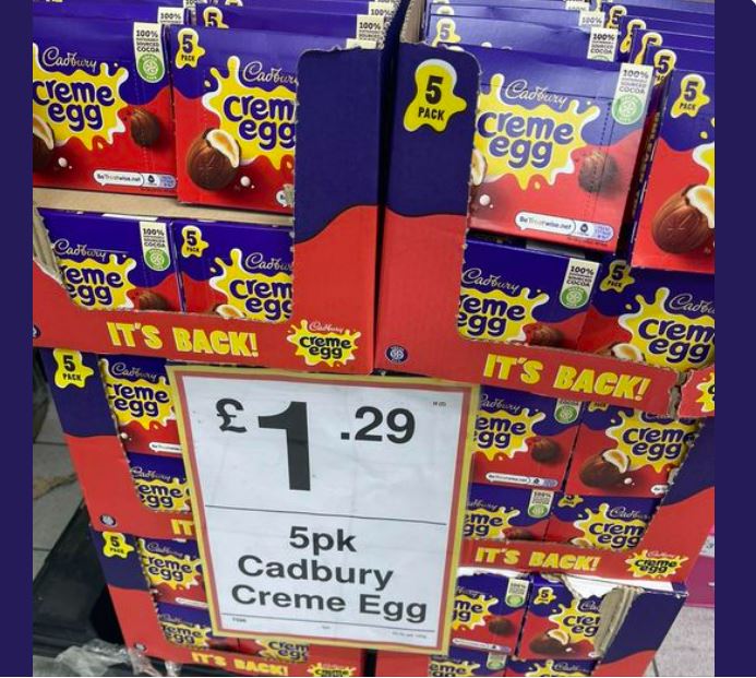 A five pack of creme eggs have been spotted selling for just £1.29 in Farmfoods