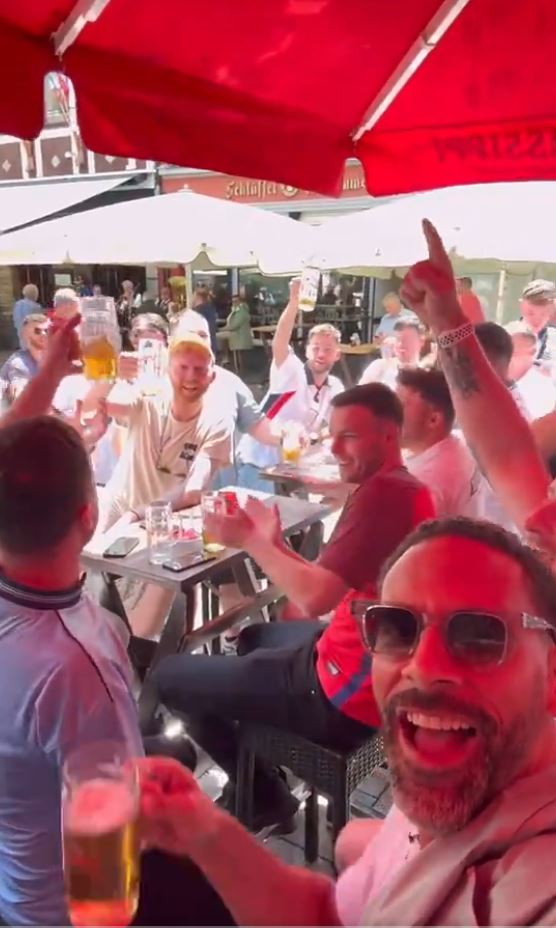 Ferdinand shared a clip of him and supporters on the ale in Dusseldorf