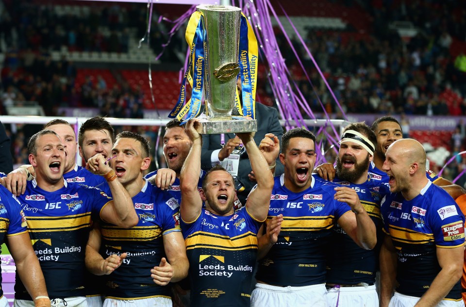 Burrow celebrates with the trophy after the First Utility Super League Grand Final between Wigan Warriors and Leeds Rhinos in 2015