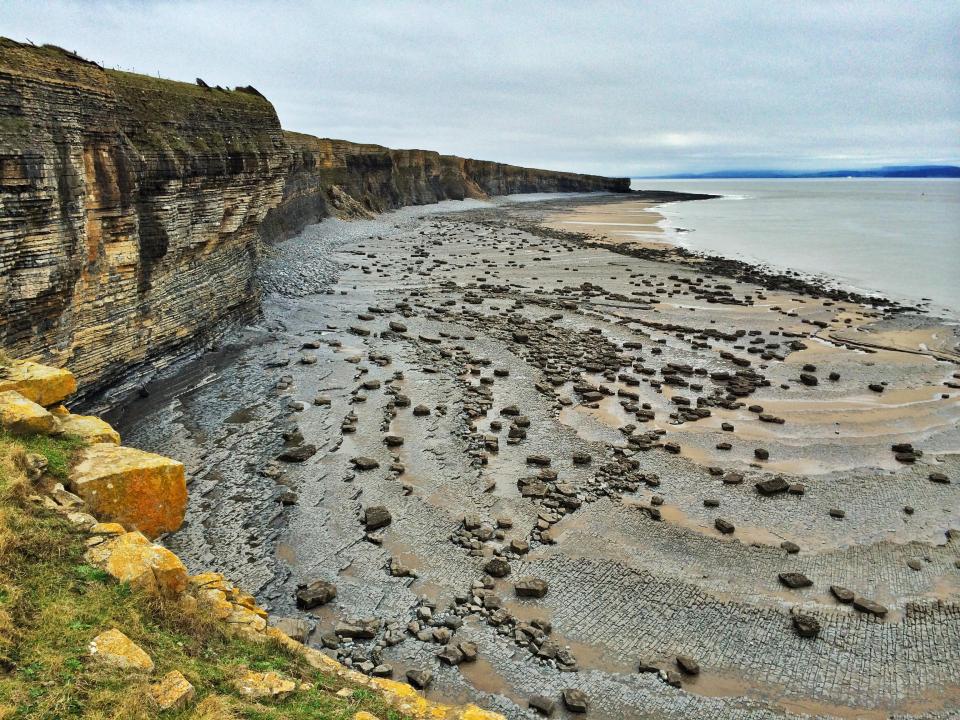 The beach is a mixture of sand and pebbles