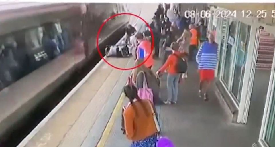 This is the shocking moment the pram hit the train