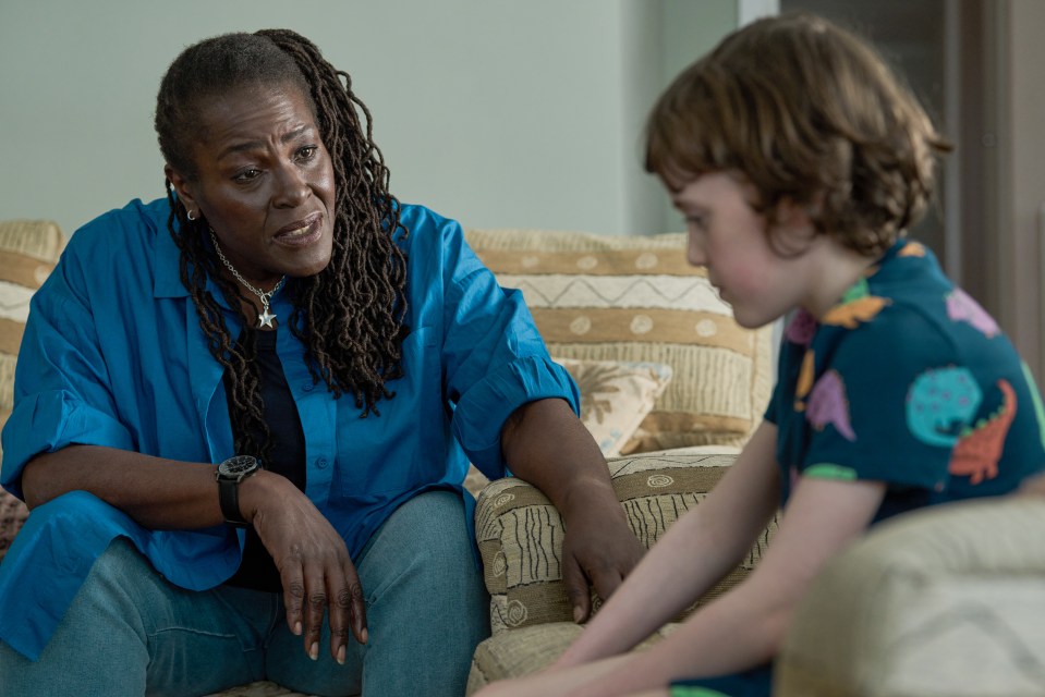 Claire, played by Sharon D Clarke with Jake in the drama