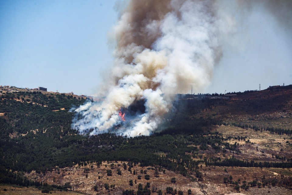 Smoke rises following attacks from Lebanon close to the Israeli border