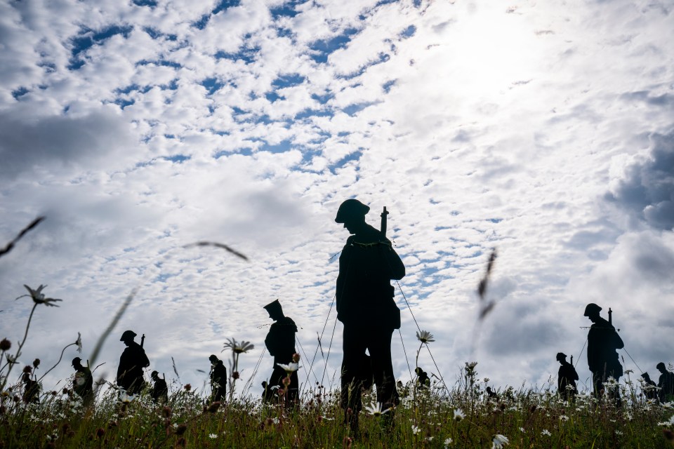 The Standing with Giants installation at the Normandy British Memorial, Ver-Ser-Mer, France