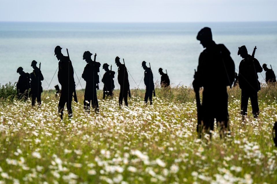 The Standing with Giants installation at the Normandy British Memorial, Ver-Ser-Mer, France, is pictured ahead of the 80th anniversary of D-Day