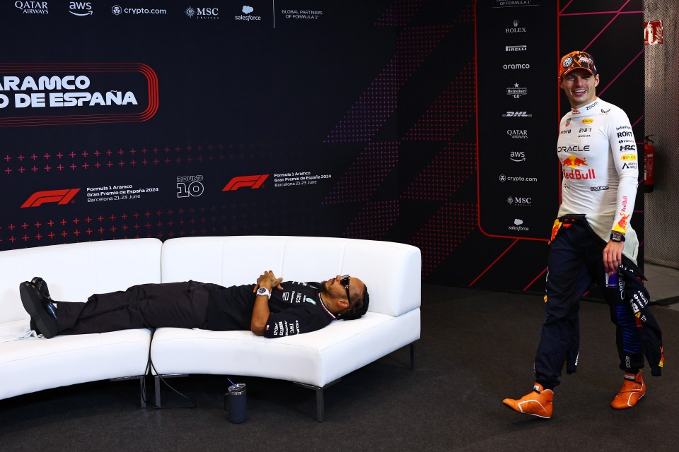 Max Verstappen interrupted Lewis Hamilton as he enjoyed a post-race nap