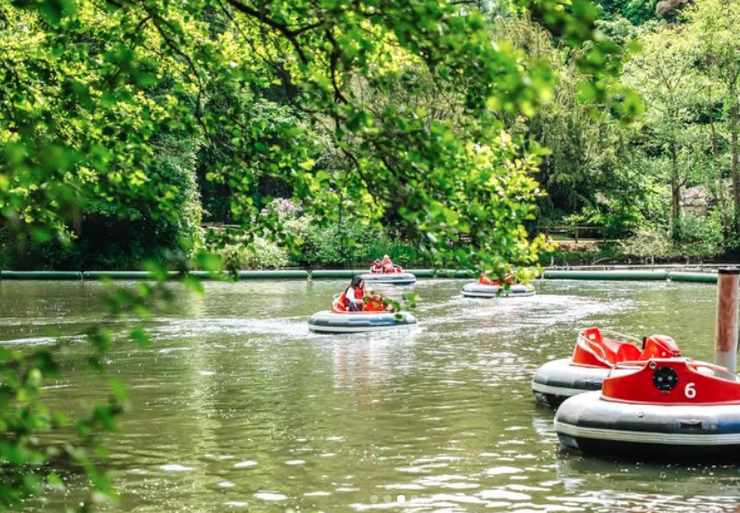 Boat rides on the park's lake can be bought on-site